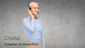  Presentation with call center - PPT theme having business-technology-and-call-center background and a  colored foreground