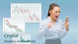  Presentation with technology education - Slide set consisting of business technology and education concept - screaming businesswoman with smartphone background and a light blue colored foreground