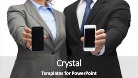  Presentation with black technology - Amazing presentation theme having business technology and internetconcept - businessman and businesswoman with blank black smartphone screens backdrop and a dark gray colored foreground