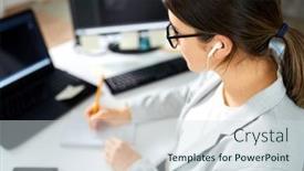  Presentation with music business - Audience pleasing slide deck consisting of business-technology-and-music-concept backdrop and a sky blue colored foreground