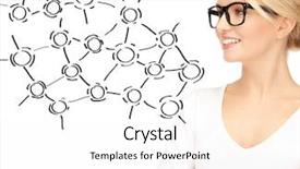  Presentation with business networking - Beautiful slide set featuring business technology and networking concept - businesswoman with contact icons on virtual screen backdrop and a white colored foreground