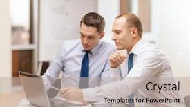  Presentation with technology - Slide set with business technology and office concept background and a light gray colored foreground