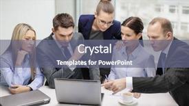  Presentation with team discussion - PPT theme consisting of business-technology-and-office-concept background and a gray colored foreground