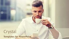  Presentation with people street - Colorful presentation design enhanced with business-technology-and-people-concept backdrop and a cream colored foreground