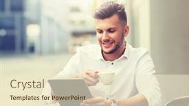  Presentation with people street - Audience pleasing presentation design consisting of business-technology-and-people-concept backdrop and a cream colored foreground