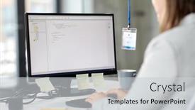  Presentation with technology - Amazing PPT theme having business-technology-and-people-concept backdrop and a light gray colored foreground