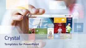  Presentation with web technology - Slide deck consisting of business technology and people concept background and a sky blue colored foreground