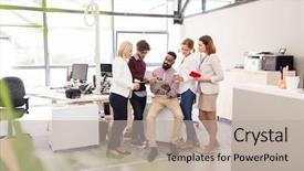  Presentation with mobile payment app business technology - Theme with business technology break and people background and a mint green colored foreground