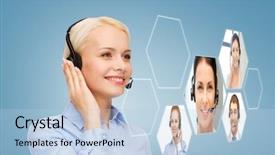  Presentation with call center - Presentation enhanced with global video - business technology call center background and a light blue colored foreground