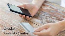  Presentation with smart card - PPT theme enhanced with business technology cash free background and a mint green colored foreground