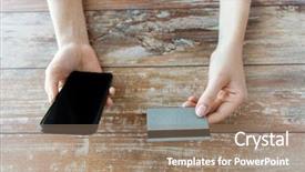  Presentation with smart card - Audience pleasing PPT theme consisting of business technology cash free backdrop and a coral colored foreground