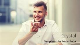  Presentation with recorder - Beautiful PPT theme featuring business-technology-communication-and-people backdrop and a soft green colored foreground