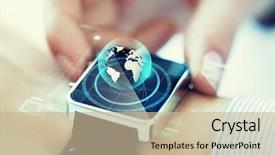  Presentation with business communication - Presentation design with business technology communication connection background and a soft green colored foreground