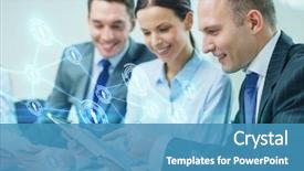  Presentation with team discussion - Cool new PPT theme with business technology connection communication backdrop and a teal colored foreground