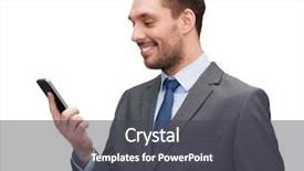 Presentation with technology education - Cool new PPT layouts with business technology internet and education concept - friendly young smiling businessman with smartphone backdrop and a dark gray colored foreground