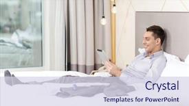  Presentation with hotel technology - Theme with business technology internet and hotel background and a sky blue colored foreground