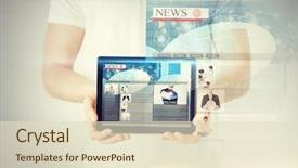  Presentation with business technology internet and network - Beautiful PPT layouts featuring business technology internet and news backdrop and a soft green colored foreground