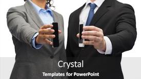  Presentation with black technology - Audience pleasing slide deck consisting of business technology internet and office concept - businessman and businesswoman with blank black smartphone screens in office backdrop and a dark gray colored foreground