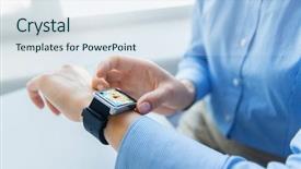  Presentation with navigation - PPT theme featuring business technology navigation and people background and a sky blue colored foreground