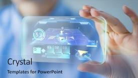  Presentation with transparent screen - Slide deck featuring business technology navigation system background and a light blue colored foreground