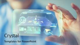  Presentation with transparent screen - Cool new presentation design with business technology navigation system backdrop and a light blue colored foreground