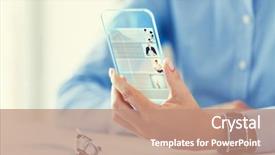  Presentation with transparent screen - Cool new presentation theme with business technology news mass media backdrop and a coral colored foreground