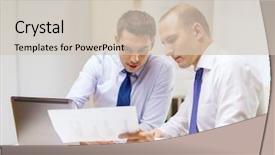  Presentation with technology - Amazing presentation design having business technology and office concept backdrop and a soft green colored foreground