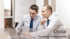  Presentation with technology - Cool new presentation design with business technology and office concept backdrop and a light gray colored foreground