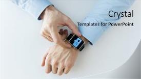  Presentation with social media - Slide deck consisting of business technology and people concept background and a light blue colored foreground