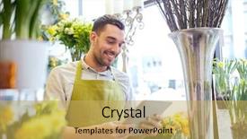  Presentation with business technology internet and network - PPT layouts consisting of business technology sale and florist background and a yellow colored foreground