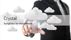  Presentation with touch screen accessible for disable students - Audience pleasing PPT theme consisting of business technology software - finger pressing the touch screen backdrop and a  colored foreground