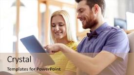  Presentation with technology - Colorful PPT theme enhanced with business technology startup and people backdrop and a coral colored foreground