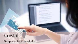  Presentation with mobile payment app business technology - Beautiful presentation theme featuring business technology and statistics concept backdrop and a lemonade colored foreground