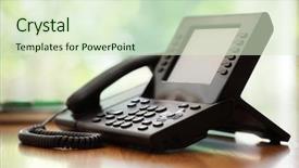  Presentation with business office desk - Presentation theme consisting of business telephone with liquid crystal background and a soft green colored foreground