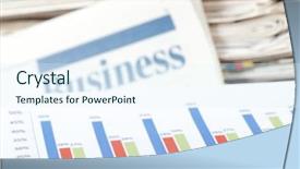  Presentation with abstract chart business - Amazing slide deck having business the newspaper with chart backdrop and a sky blue colored foreground