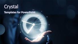  Presentation with media management - Beautiful slides featuring business time management mixed media backdrop and a navy blue colored foreground