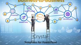  Presentation with people - Cool new slide set with business-to-business-concept backdrop and a light blue colored foreground