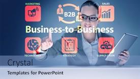  Presentation with people - Beautiful PPT theme featuring business-to-business-concept backdrop and a light blue colored foreground