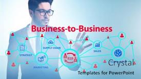  Presentation with people - Beautiful slide set featuring business-to-business-concept backdrop and a light blue colored foreground