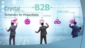  Presentation with people - Presentation theme featuring business-to-business-concept background and a cool aqua colored foreground