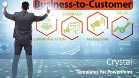  Presentation with concept illustration of customer service - Slide set consisting of business-to-customer-concept background and a teal colored foreground