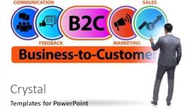  Presentation with concept illustration of customer service - Presentation theme consisting of business-to-customer-concept background and a white colored foreground