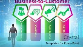  Presentation with concept illustration of customer service - Cool new slides with business-to-customer-concept backdrop and a light blue colored foreground