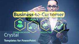  Presentation with people - Amazing slide deck having business-to-customer-concept backdrop and a ocean colored foreground