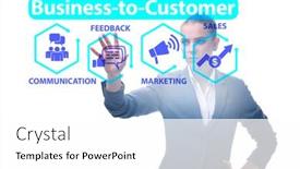  Presentation with people - Cool new PPT theme with business-to-customer-concept backdrop and a white colored foreground