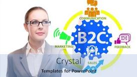  Presentation with concept illustration of customer service - Slide deck featuring business-to-customer-concept background and a light blue colored foreground