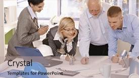  Presentation with team work - Audience pleasing presentation consisting of business together blue - cheerful designer team at work backdrop and a  colored foreground