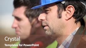  Presentation with foreman - Audience pleasing PPT layouts consisting of business together blue - foreman chatting to colleague backdrop and a  colored foreground