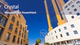  Presentation with city - PPT layouts enhanced with business tower location place malta background and a ocean colored foreground