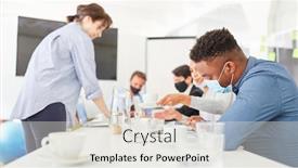  Presentation with learn - Cool new presentation design with business-trainees-or-students-learn backdrop and a light gray colored foreground